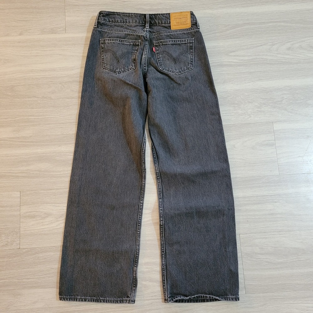 Levis Premium Low Loose Wide Leg Jeans Washed Black Women's 24